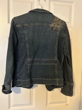 Jessica Dark Chambray Button-Up Jacket with Subtle Stitching